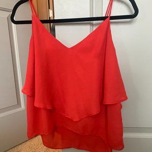 Red Flowy Blouse Top